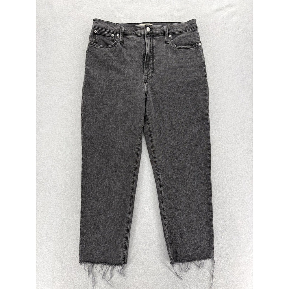 Madewell The Perfect Vintage Straight Jeans Womens 32 Gray Charcoal Raw Hem